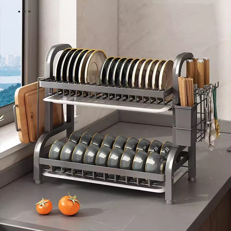 厨房置物架碗盘碗碟收纳架多功能洗碗盆碗筷碗柜放碗架沥水收纳架 - 图3