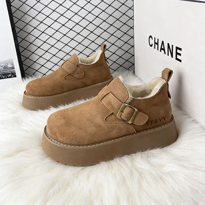 厚底全包勃肯鞋女鞋子加绒保暖雪地靴2025新款冬季乐福鞋棉鞋防水,淘宝优惠券,粉丝福利购,淘宝优惠卷