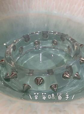 Y2K辣妹铆钉透明宽手镯复古海星印花亚克力手环小众甜酷穿搭配饰