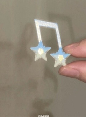 小音符浅蓝色星星小发夹鸭嘴夹少女甜美幸运学生新发饰边夹刘海夹