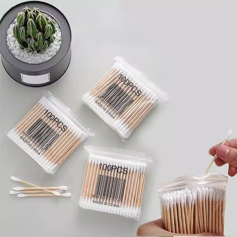 2000支棉签棉签棒棉棒化妆用掏耳木棒棉花棒挖耳朵双头一次性清洁