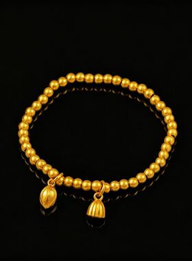沙金手链高颜值高保色百搭叠戴两世欢莲蓬手串手饰品女节日礼物