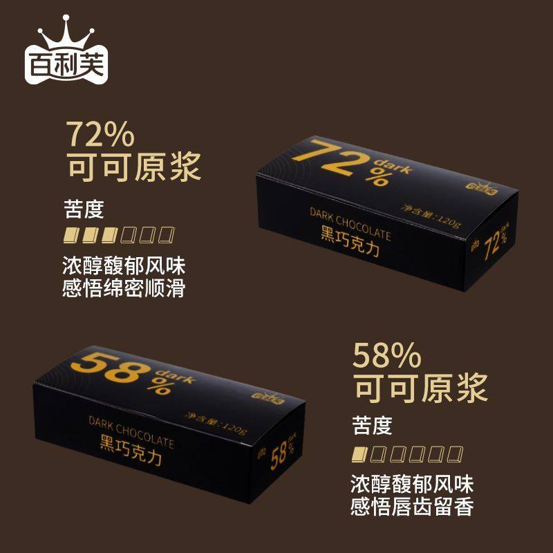 纯脂黑巧克力0蔗糖代餐零食百利芙72%24袋/盒多规格起,淘宝优惠券,粉丝福利购,淘宝优惠卷