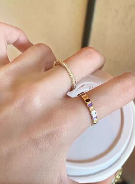 焦糖香芋彩色滴釉仿珍珠戒指女轻奢高级感食指戒小众设计叠戴指环