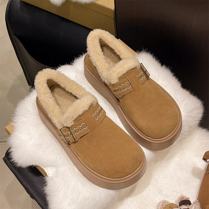 厚底加绒勃肯鞋女2025冬季新款爆款保暖雪地靴乐福鞋毛绒棉鞋平底,淘宝优惠券,粉丝福利购,淘宝优惠卷