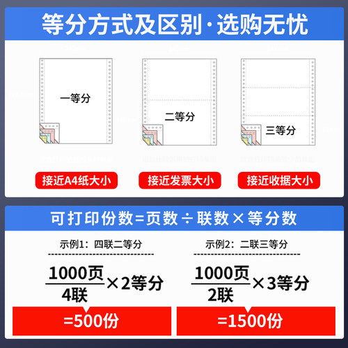 东林针式打印纸三联电脑二等分可撕边二联四联3联一三等分241一联两联五联六联三联单送货单财务发票凭证清单 - 图2