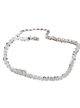 s925纯银满天星手链女裸链超闪波光粼粼简约高亮银加粗款小众爆款