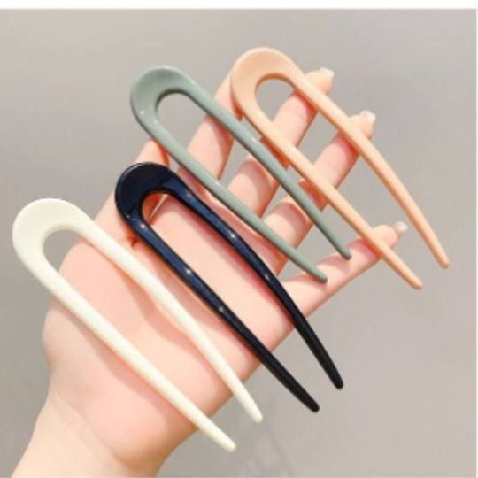 精致发簪四齿插梳盘发神器女丸子头懒人发梳气质U型固定头饰发卡