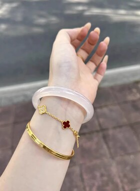 荔枝冻白月光手镯女款精品玛瑙玉髓平替冰种玉镯天然玉石猫眼镯子