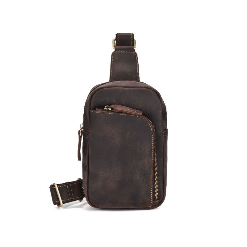 First layer cowhide shoulder crossbody bag Crazy Horse leather chest bag