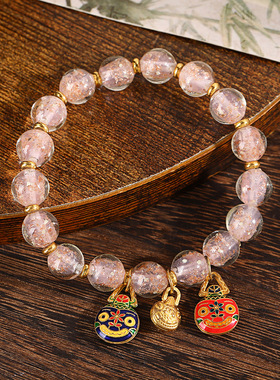 香灰琉璃夜光带吞金兽手链