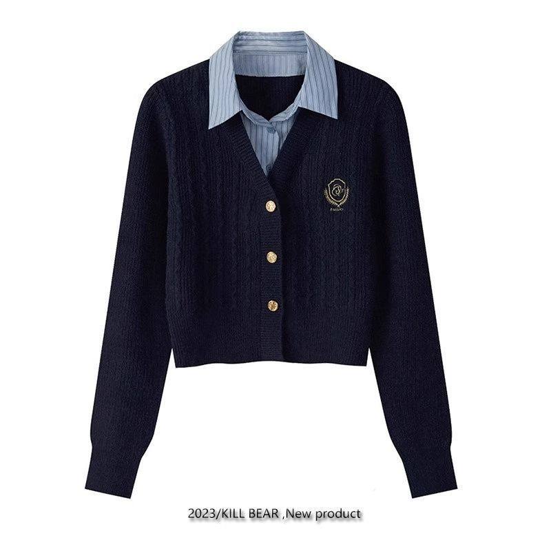 学院风polo领假两件针织毛衣女2025秋冬大码内搭新款英伦上衣,淘宝优惠券,粉丝福利购,淘宝优惠卷