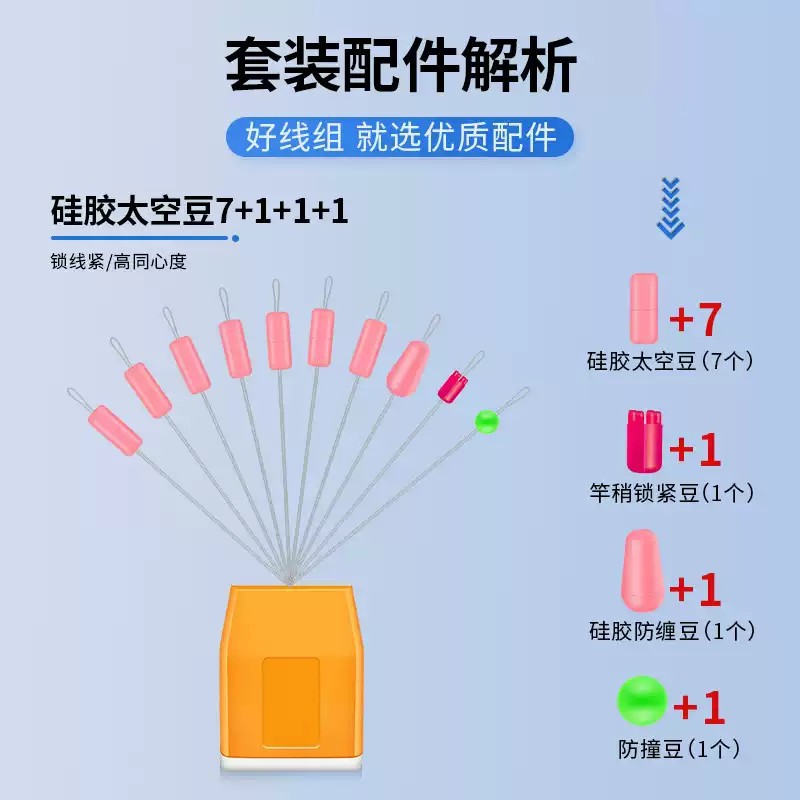 钓鱼太空豆套装全套硅胶高端优质组合超紧无结主线组竞技配件渔具 - 图1