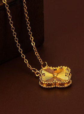 金店同款镭射幸运四叶草项链时尚ins风格小众锁骨链四叶草