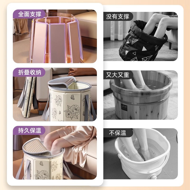 可折叠泡脚桶家用过小腿养生泡脚袋便携洗脚盆保温足浴高深熏蒸桶 - 图1