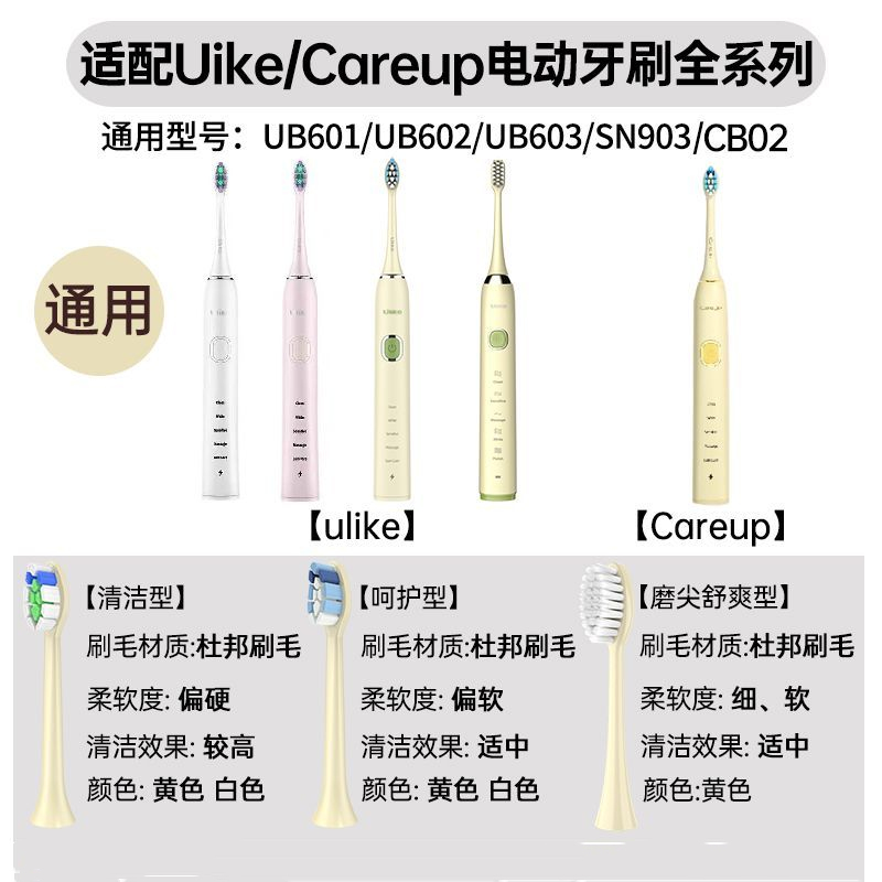 适配ulike电动牙刷头ub601/ub602/cb02/careup替换头ub603成人 - 图0