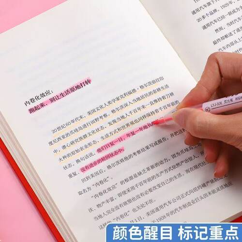 4支6色荧光笔重点划线标记笔 - 图0