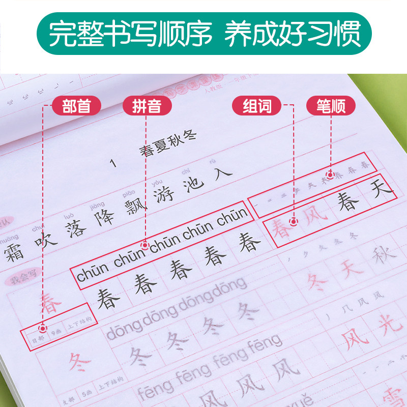 1-6年级临摹练字帖小学生专用一年级二年级三四五六年级上册同步字帖练字本每日一练语文人教版硬笔书法楷书写字帖贴拼音笔画笔顺,淘宝优惠券,粉丝福利购,淘宝优惠卷