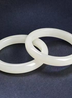 新款手镯仿和田白玉手镯女款白月光镯子正条手镯晴水手链桶珠手串