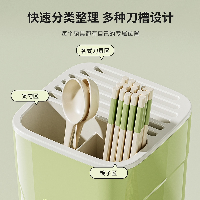 厨房刀架置物架台面多功能筷子筒刀具刀架一体收纳盒家用菜刀架子 - 图1