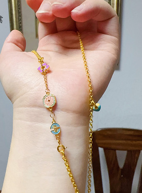 久不掉色越南沙金庄生晓梦脉脉花蝶项链双面蝴蝶吊坠甜美百搭女