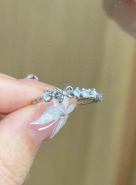 甜心公主蝴蝶结戒指银色闺蜜对戒二人对戒小众设计生日礼物送朋友