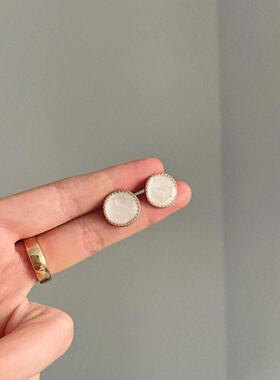 Vintage古着 White oil dripping round sheet项链套装