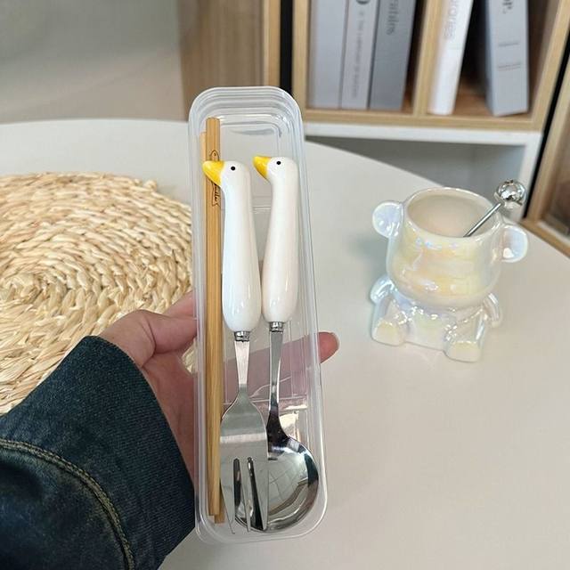 Wooden chopsticks and spoon three-piece set student adult tableware