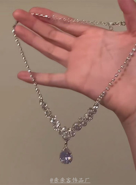 财阀千金 气质夸张闪锆项链女小众设计感高级宴会配饰爆闪颈链