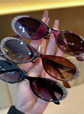 女士镶钻高清小众太阳镜时尚