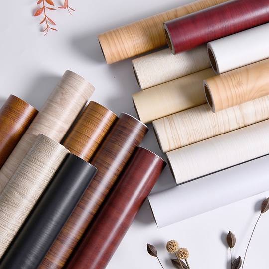 家具翻新贴膜木纹贴纸衣柜贴门贴纸自粘桌面加厚防水防潮壁纸仿木