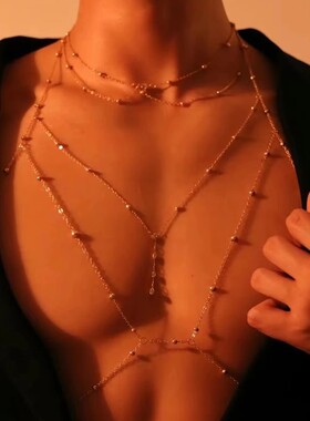 胸链男士身体链大码情趣性感高级项圈项链条装饰链子情侣腰链男生