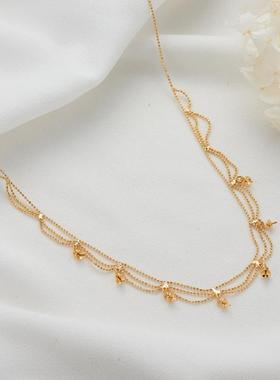 DIY简约豆豆蕾丝链条水波链珍珠拼接项链 多层珍珠配件五金首饰