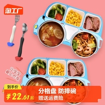 Childrens dinner plate stainless steel girls Baby Sub trays Anti-fall bowls Rice Tray Cutlery Suit Study Practice Anti-Burn