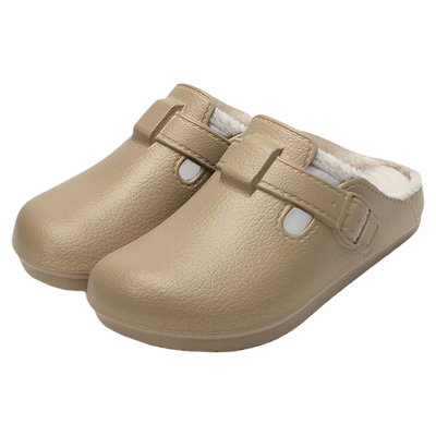 七色纺冬季勃肯棉拖女家居厚底加绒保暖外穿水防滑一脚蹬棉鞋男