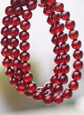 爆款精品仿酒红石榴石饰品手链单圈三圈手串水饰女款韩版生日礼物