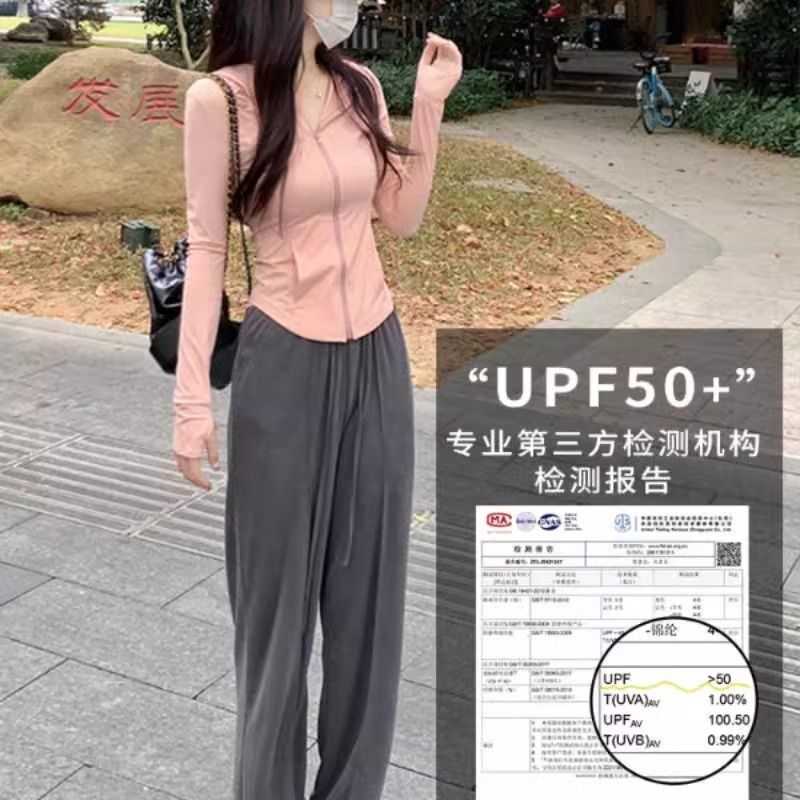 冰丝防晒衣女款夏季修身套装2024新款薄款外套紧身运动瑜伽服上衣 - 图2