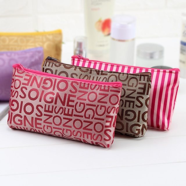 Korean waterproof makeup bag letter makeup bag women's thickened multi-functional travel toilet bag storage bag small square bag