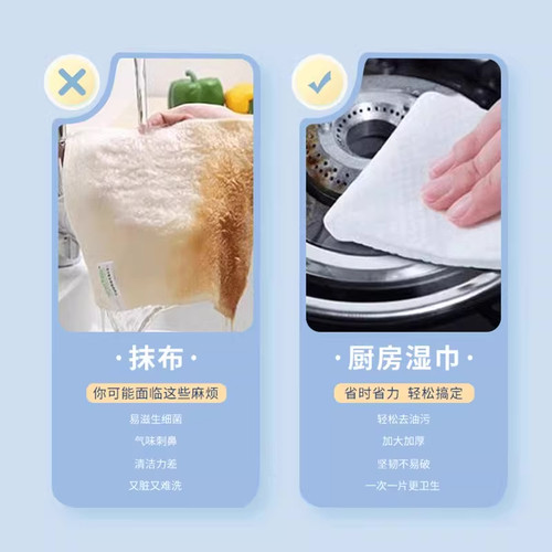 大厨房湿巾清洁去污去油家用包厨房油烟机强力去油污抹布免洗餐桌 - 图0