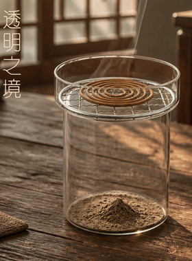 玻璃复古香薰炉家用室内檀香沉香盘香炉打香篆高硼硅香炉客厅玄关