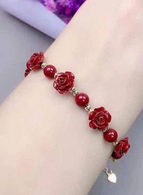 一路生花朱砂手链玫瑰女款手串女友闺蜜生日礼物