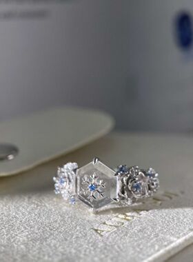 恋与深空黎深小茉莉冰雪茉莉白色戒指开口可调节食指戒送好友礼物