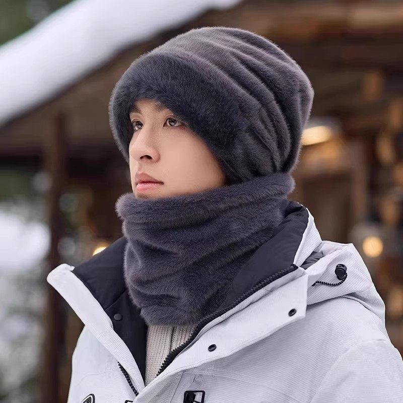 帽子男士2025新款秋冬季加绒加厚保暖围脖护耳骑行套头帽套装防风,淘宝优惠券,粉丝福利购,淘宝优惠卷