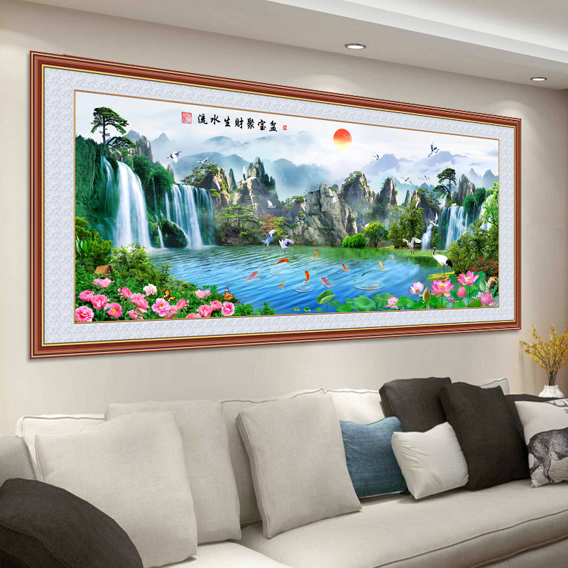 客厅装饰画沙发背景墙贴壁画现代简约大气自粘山水画花开富贵墙面,淘宝优惠券,粉丝福利购,淘宝优惠卷