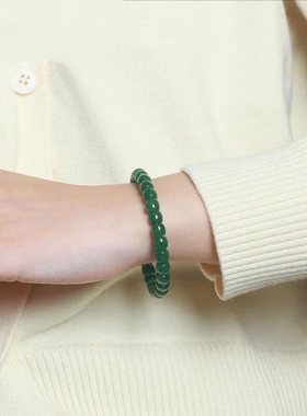 新疆和田碧玉手串直切俄料老坑真玉石手链送妈妈女友礼证书多规格