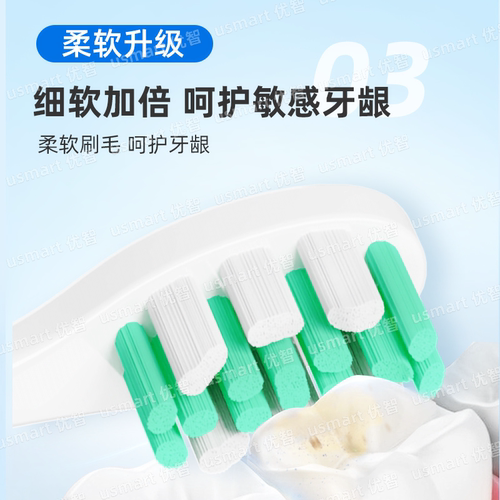 牙牙家适配usmile笑容加电动牙剧头Y1U1/Y10/P10通用缓震替换软毛 - 图1