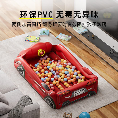 儿童充气床垫跑车炫酷造型小孩玩耍神器婴儿宝宝充气床便捷折叠床 - 图1