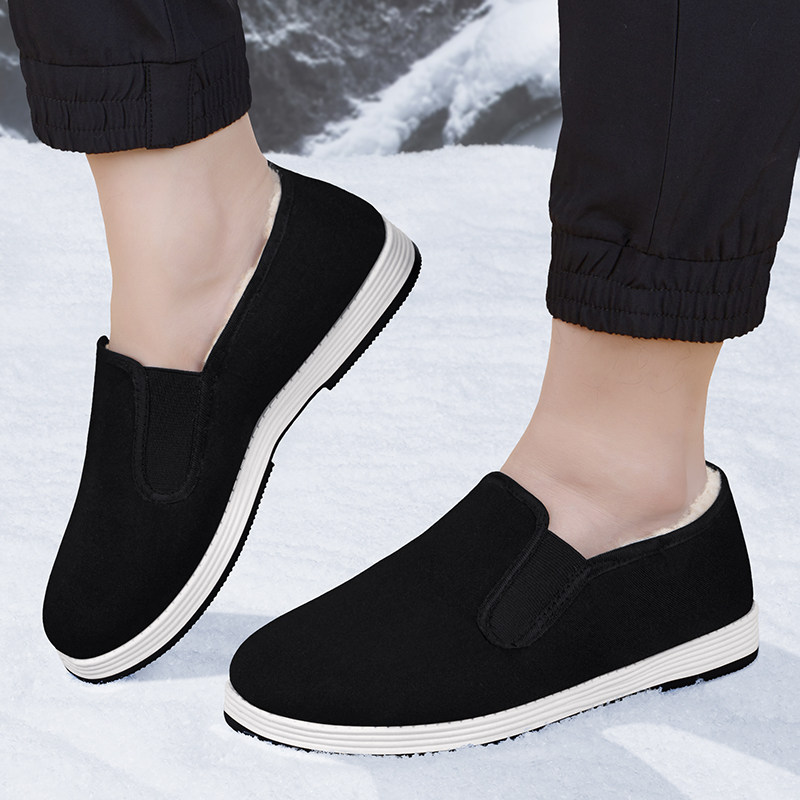 加绒一脚蹬防滑老头棉鞋2026冬季新款爸爸牛筋底保暖老北京布鞋男,淘宝优惠券,粉丝福利购,淘宝优惠卷