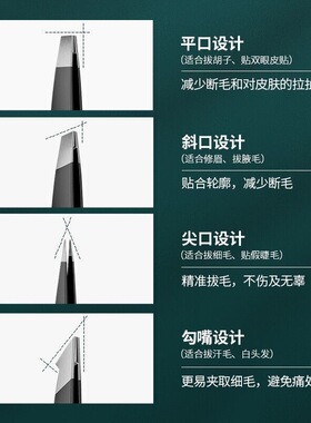 眉夹镊子拔胡子超薄拔毛胡须男女平眉毛夹子钳不锈钢白头发美容