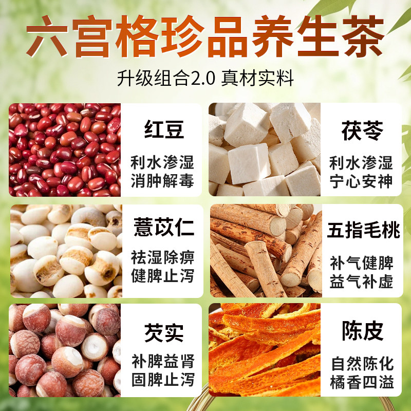 北京同仁堂炒熟红豆薏苡仁五指毛桃养生祛湿气六宝茶薏米茯苓健脾,淘宝优惠券,粉丝福利购,淘宝优惠卷